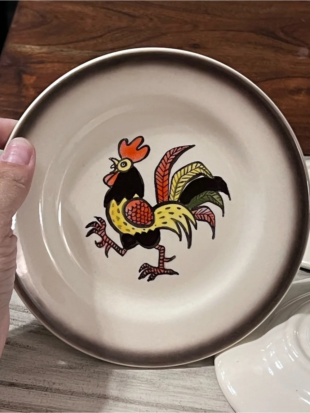 Vintage Metlox Poppytrail Red Rooster 7.5” Salad Plates Set of 4 MCM California